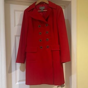 Stunning Red wool double breasted tailored coat